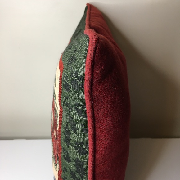 Christmas Tabby Cat Tapestry Pillow Poinsettias Holiday 16" x 16" Square Fashion - Picture 10 of 16